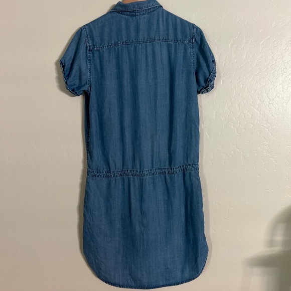 Lovestitch Denim Blue Shirt Dress Short Sleeves Button Front Tie Waist Medium - Picture 7 of 7
